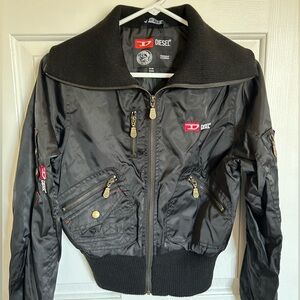 Vintage Y2K Diesel black nylon bomber jacket in new condition
